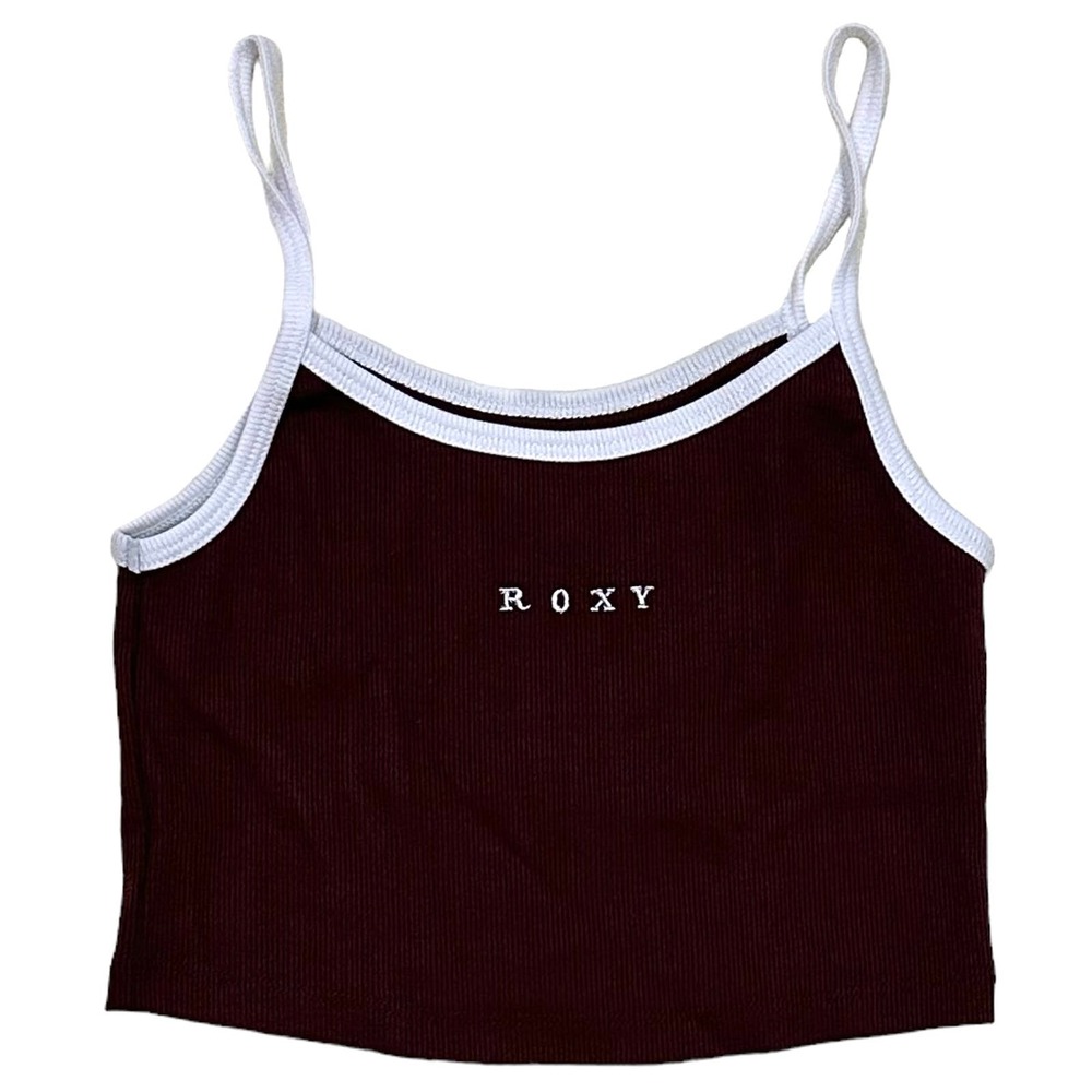 Roxy Women's Roxify Embroidered Logo Cropped Ribbed Tank Top Tee T-Shirt - Picture 4 of 4